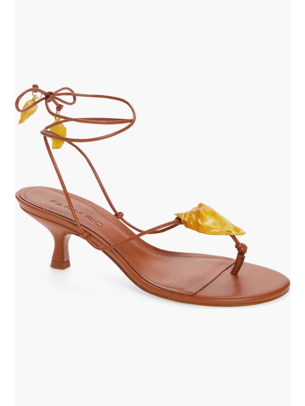 Farm Rio Shell Macrame Kitten Heel Sandals